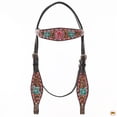 thumbnail image 4 of HILASON Western Horse Headstall & Breast Collar American Leather Floral Carving Dark Brown, 4 of 8