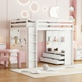 thumbnail image 4 of Harper & Bright Designs Wooden Full Size Loft Bed with Writing Desk for Boys Girls, Loft Bed Frame with Storage Shelves & LED Light for Boys Girls, White, 4 of 18