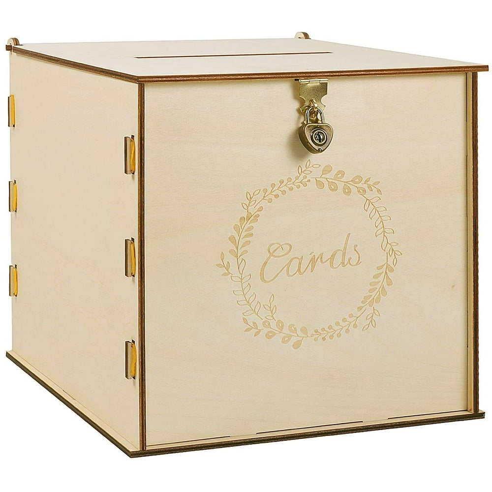 Wooden Wedding Card Box with Security Heart Lock?Rustic Wedding