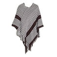 thumbnail image 1 of Chandail à Franges Mode Printemps et Automne Hiver Manches Chauve-Souris Chandail Rayé Cape Châle, 1 of 5