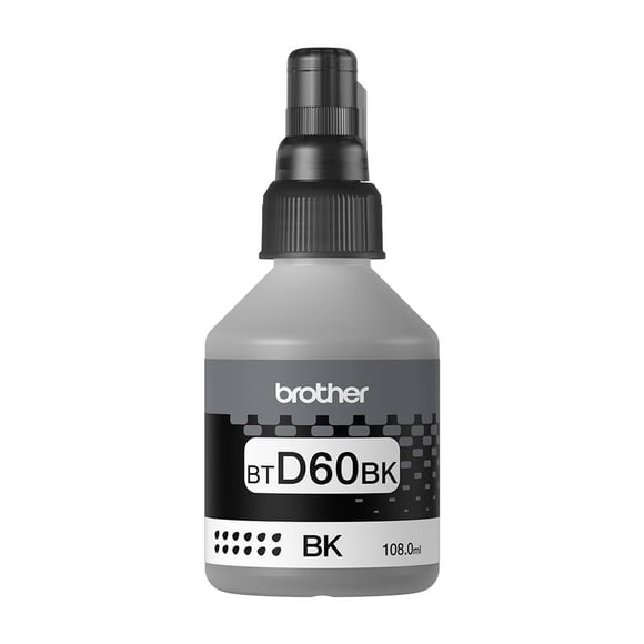 Botella de Tinta para Impresora Brother BTD60BK color negra de ultra alto rendimiento.