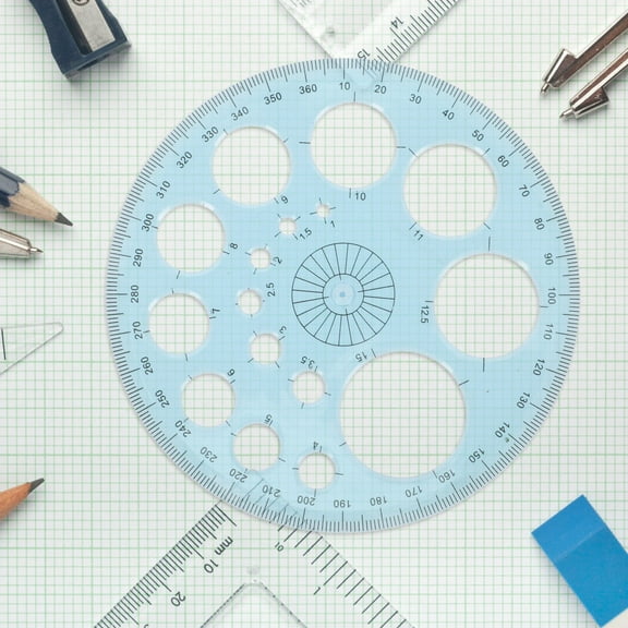 WHAMVOX  3 Pcs 360 Degree Protractor Student Math Protractors Geometry Measurement Rulers Sky-blue