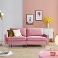 thumbnail image 2 of Velvet Fabric Sofa Couch,71 inch Wide Mid Century Modern Couch 700lb Heavy Duty with 2 Throw Pillows for Living Room(Pink), 2 of 8