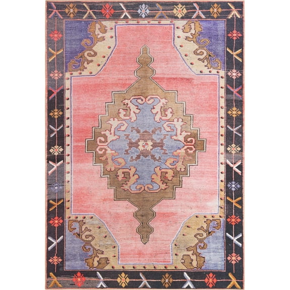 Unique Loom Thomas Timeless Rug Pink/Black 8' 4" x 12' 2" Rectangle Medallion Transitional Perfect For Living Room Bed Room Dining Room Office