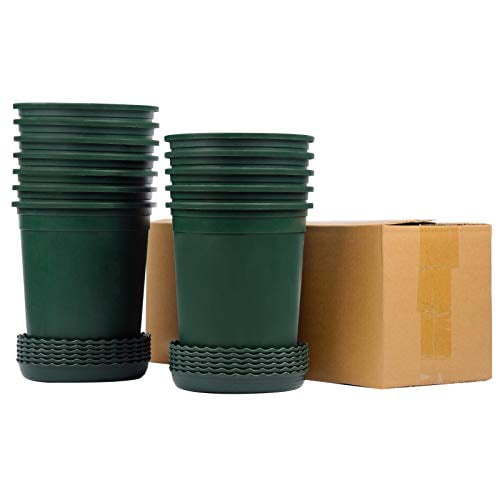 Vegetables Green Flowers Mhonniwa 1 Gallon Nursery Pots for Plants 12 Set 6.3 Inch Plastic Pots with Drainage Hole and Saucer for Gardening Plants 