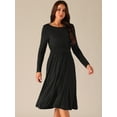 thumbnail image 2 of DARING DIVA Crew Neck Long Midi Sleeve Dress with Pockets S Black, 2 of 6
