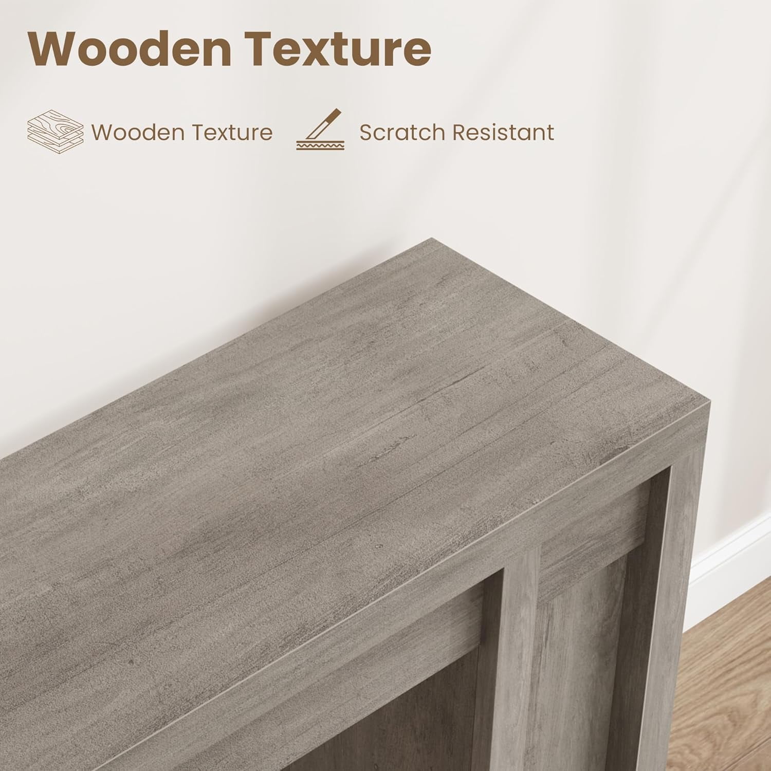 Farmhouse Gray 70.9'' Extra-Long Wooden Console Table – 2 Drawers, 2-Tier Open Storage, Sturdy Mark-Resistant Entryway or Sofa Table for Living Room, Hallway, or Foyer – Gray Color