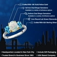 thumbnail image 2 of Gem Stone King 925 Silver and 10K Yellow Gold Simulated White Opal and Swiss Blue Topaz and Lab Grown Diamond Engagement Ring for Women | 2.16 Cttw | Oval Cabochon 9X7MM | October Birthstone | Size 6, 2 of 6