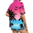 thumbnail image 4 of DENGDENG Womens Hawaiian Shirt Short Sleeve Tropical Print Button Down Shirts Fashion Beach Summer T Shirts Graphic Tops Pink L, 4 of 5
