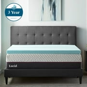 Lucid 3 Cooling Gel with Aloe Plush Memory Foam Mattress Topper, Full