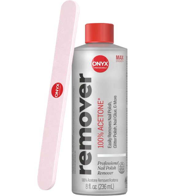 Removedor de esmalte de uñas Onyx Professional 236 ml con lima de uñas