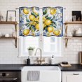 thumbnail image 2 of Yellow Lemon Kitchen Curtains Small Short 39 Inch Length, Middle Century Blue Italian Textured Grommet Top Bedroom Living Room Curtains, Light Filtering Cafe Curtain Drapes 2 Panels Set 55''x39'', 2 of 9