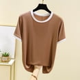 thumbnail image 2 of QSAWXQZ Women's Pajama Top Crew Neck Short Sleeve Stretchy Tee Lightweight Soft Sleepwear Lounge Shirt L, 2 of 5