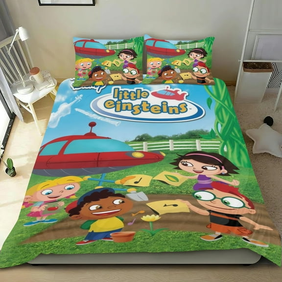Bedding Set For Little Einsteins Comforter Cover Set Cute Duvet Cover Sets Super Soft Teens Bedding Set Kids Bedroom Gifts,1 Duvet Cover with 2 Pillowcases Twin 3 Piece