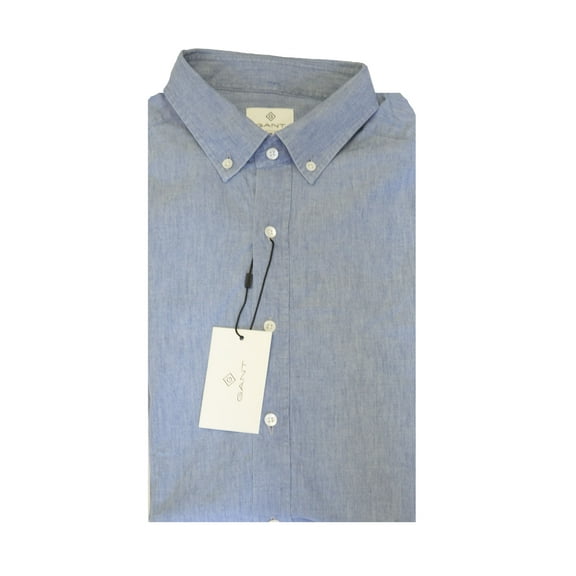 Gant Diamond G Men's Fitted Chambray Button Down Shirt (384422), Medium, Light Indigo