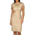 thumbnail image 2 of Aidan Mattox Light Gold Beaded Sequin Crew Neck Short Sleeve Dress, 2 of 6
