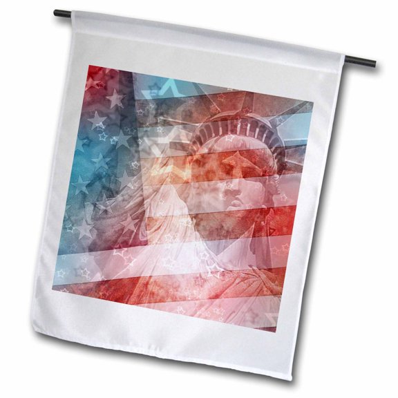 3dRose, Patriotic Lady Liberty digital collage features the Statue of Liberty and American flag, 12 x 18 inch Garden Flag