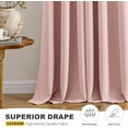 thumbnail image 4 of Short Curtains for Windows - Baby Pink Blackout Half Window Curtains Thermal Insulated Privacy Drapes for Kitchen Bedroom Bathroom Grommet Top Small Basement Tiers W40 x L36 Inch 2 Panels, 4 of 5