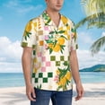 thumbnail image 6 of Uemuo Fruit Printed Regular Fit Short Sleeve Casual Hawaiian Shirt for Men,Aloha shirt,Tropical shirt,Floral print shirt,Vacation Beach shirt-Small, 6 of 9