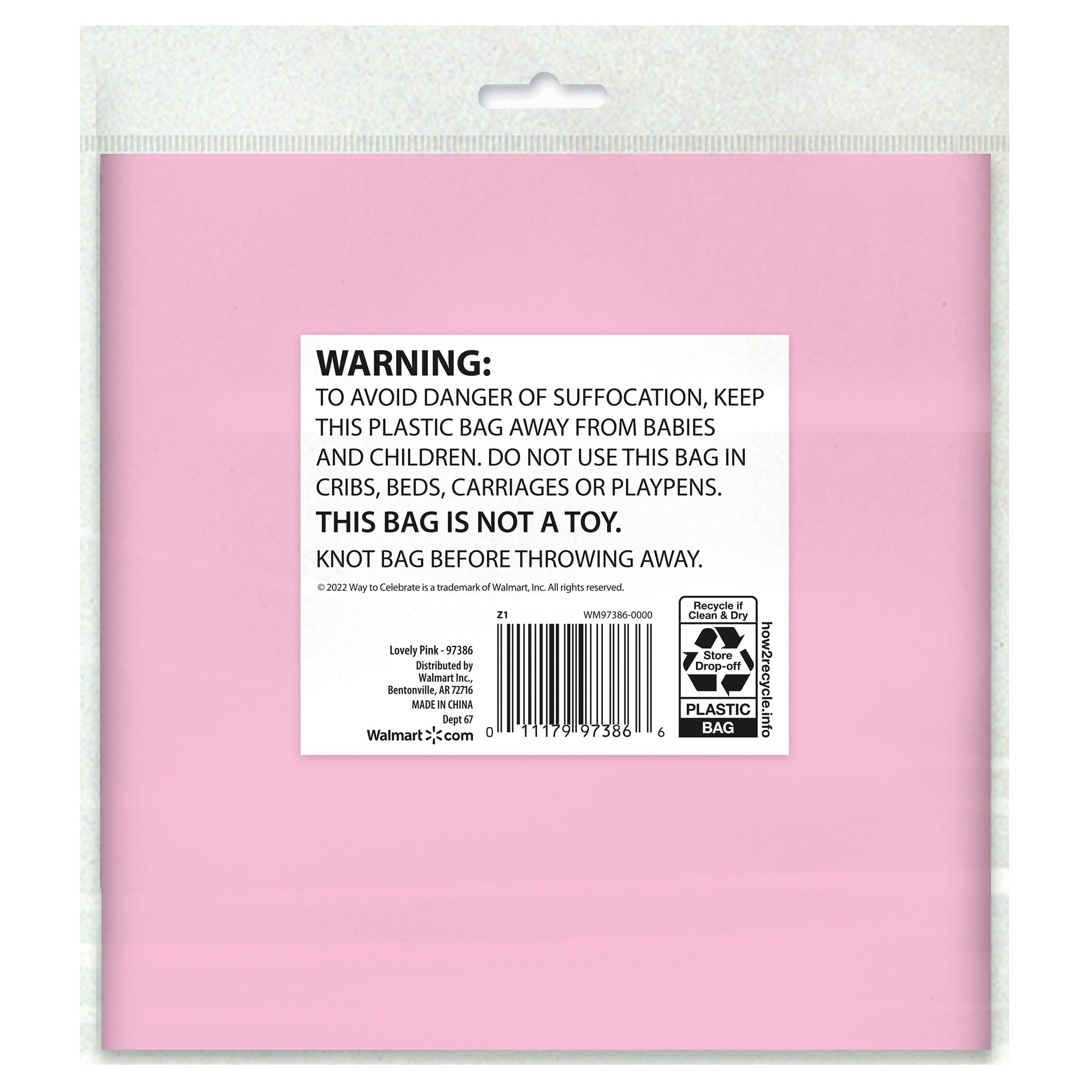 1CT 54 IN x 108IN Light Pink Rectangular Plastic Table Covers by Way To Celebrate