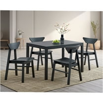 JERFIT 5-Piece Rectangular Dining Table Set with Chairs, Black Synthetic Wood Kitchen Dining Room Furniture