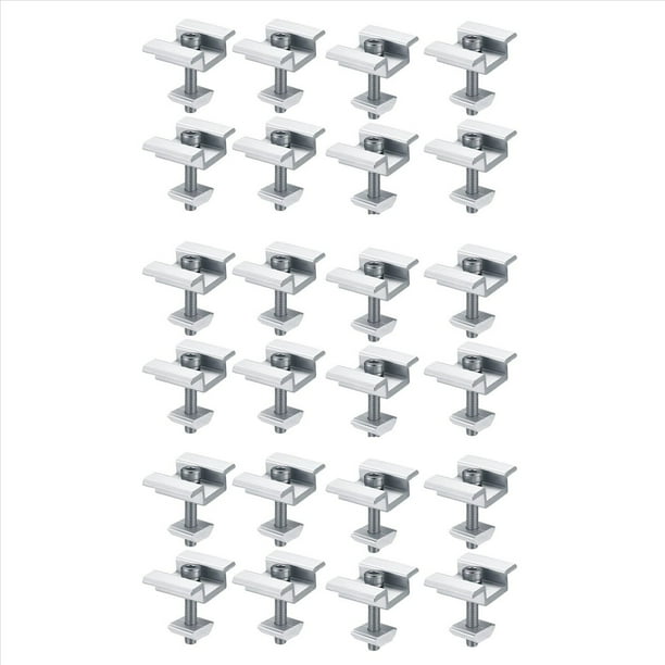 Paquete de 24 Soportes de Montaje de Panel Solar, Abrazaderas de Extremo de Panel Solar, Abrazaderas Centrales, para Módulo Solar de Panel Solar Fotovoltaico de 30 mm