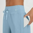 thumbnail image 6 of Eryao Women's Wide Leg Capri Pants Lightweight Yoga Pants with Pockets Fall Loose Comfy Workout Drawstring Pants Blue M, 6 of 9
