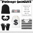 thumbnail image 3 of Alaiyaky Robber Costume Set Burglar Costume Thief Costume with Hat Black Mask Gloves Swag Bag Thief Costume for Men Women Halloween Party, 3 of 7
