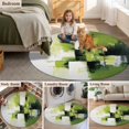 thumbnail image 6 of Abstract Watercolor Round Area&nbsp;Rug 6ft Green Black Fluid Blending Non-Slip&nbsp;Washable Circle Rugs Soft Felt Indoor Floor Mat for Bedroom Kitchen Living Room Bathroom, 6 of 9