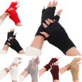 thumbnail image 2 of Women Fingerless Gloves Knitted Solid Color Half Finger Mittens Computer Gloves, 2 of 10