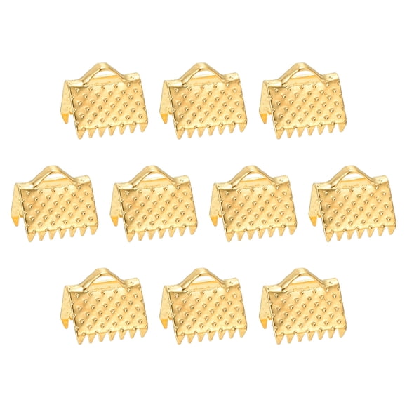 Unique Bargains 280Pcs Ribbon Crimp Clamp Ends, 8mm Bookmark Pinch Crimp Ends, Fasteners Clasp Crimp Ends, Gold