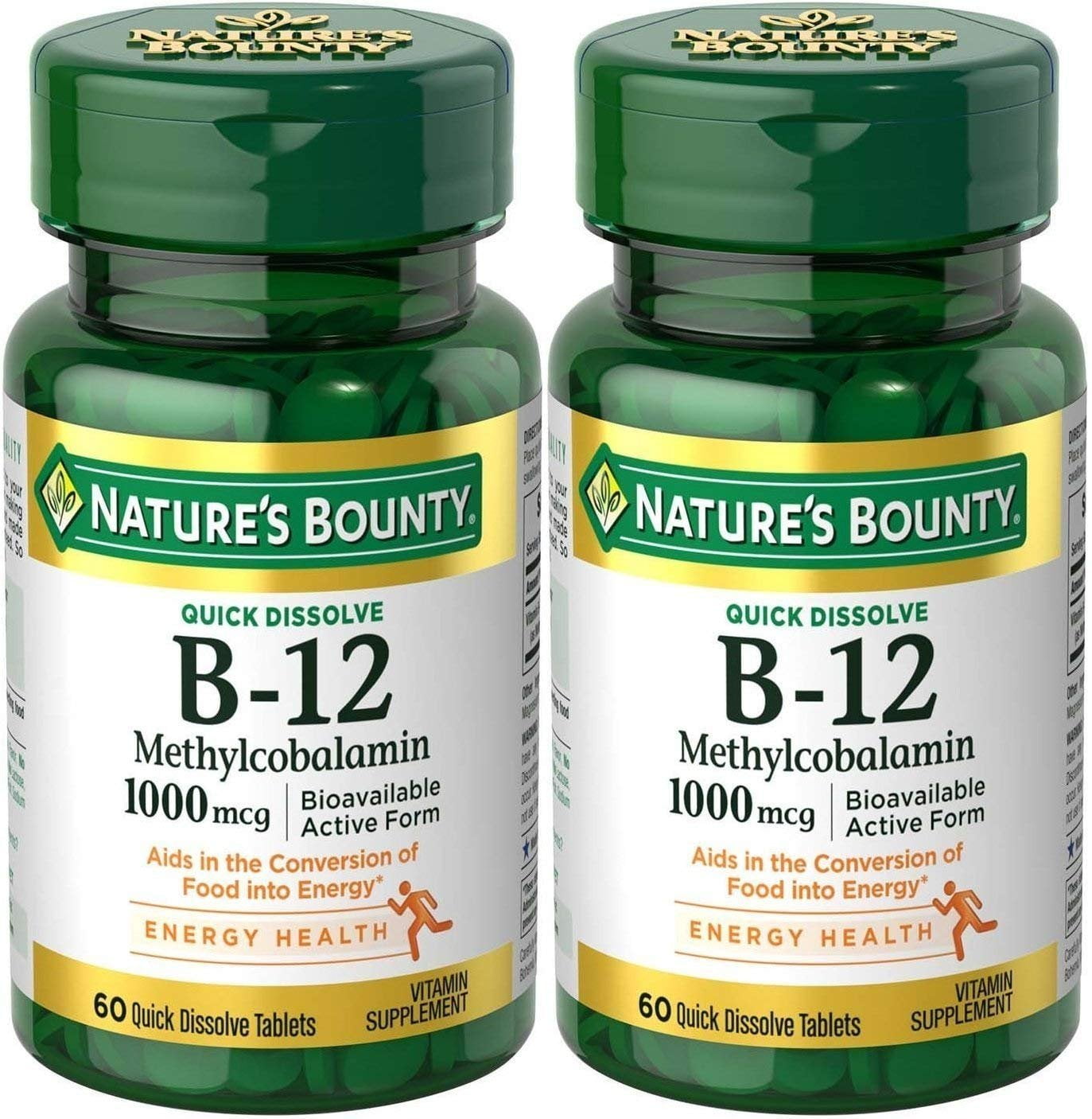 Natures Bounty Methylcobalamin B12 Microlozenge Tablets, 1000 mcg, 120 Count (2 X 60 Count