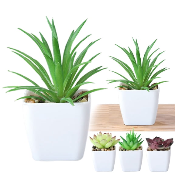 Artificial Succulent Plant Potted Plants Plants Artificial Potted Plant in Square White Pots for Home Bathroom Desk Shelf Decor Mothers Day Decorations