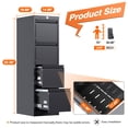 thumbnail image 2 of AOBABO 4 Drawer Vertical Metal File Cabinet w/Lock, Fully Assembled, Black, 2 of 11