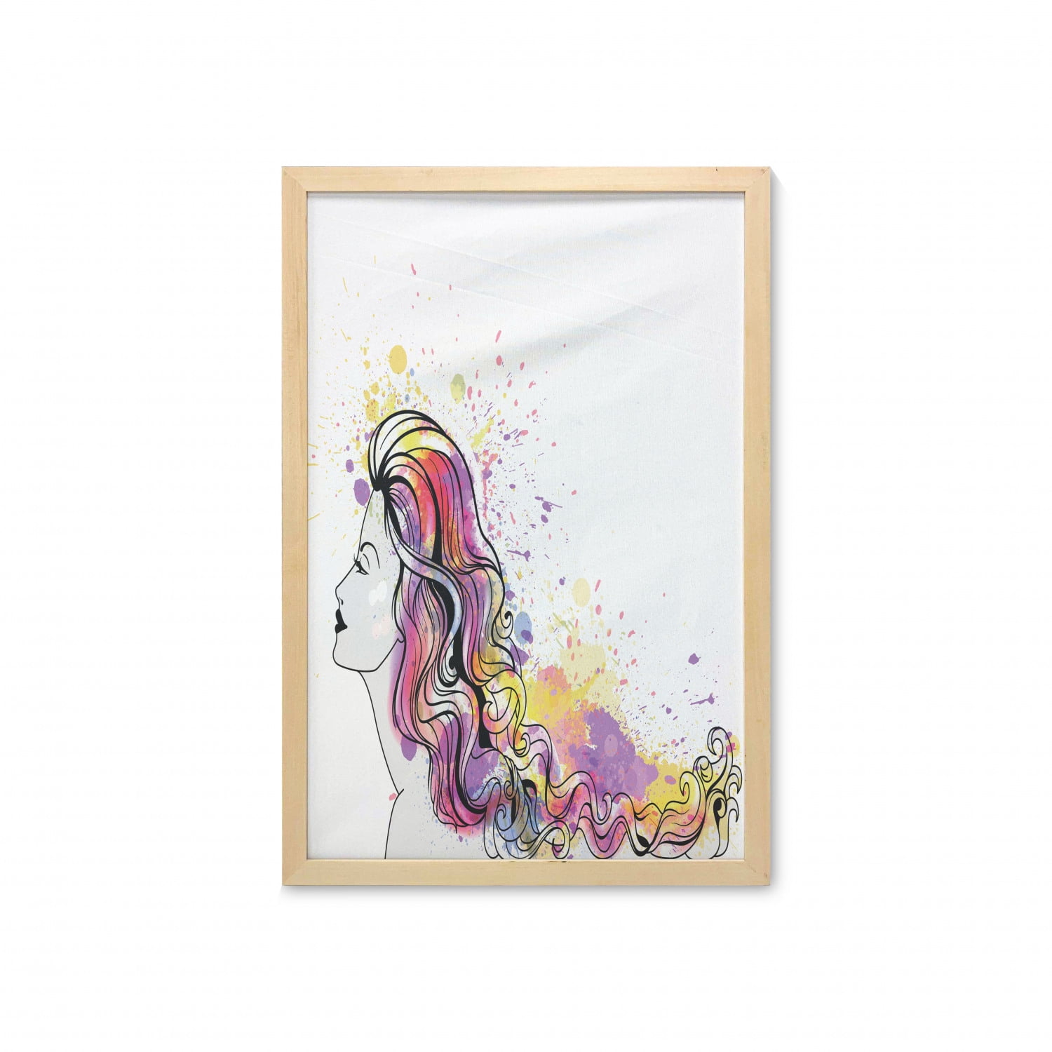 Hair Salon Wall Art With Frame Line Art Work Drawn Hair Model On Soft Rainbow Color Ink Splatter Background Printed Fabric Poster For Bathroom Living Room Dorms 23 X 35 Multicolor By Hair Salon Wall Art With Frame Line Art Work Drawn Hair Model On Soft Rainbow Color Ink Splatter Background Printed Fabric Poster For Bathroom Living Room Dorms 23 X 35 Multicolor By