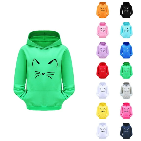 Girls Hoodie Child Toddler Boys Girls Long Sleeve Cartoon Prints Warm Hoodie Pullover Tops Boys Outfits Sweat Suit Pullover Hoodie