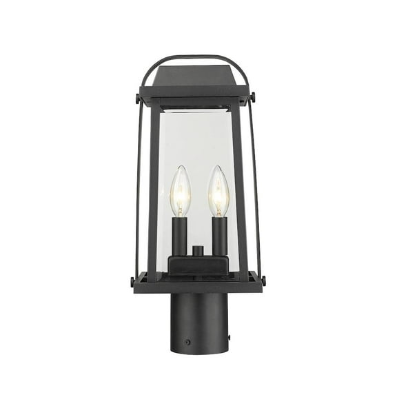 Z-Lite Millworks 2 Light 17" Glass Aluminum Outdoor Lamp Post Fixture in Black
