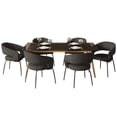 thumbnail image 2 of LeisureMod 7-Piece Dining Set with Glass Top Table, Golden Steel Base, and Upholstered Open-Back Chairs in Velvet, Modern Dining Room Furniture Voren Collection in Charcoal, 2 of 13