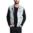 thumbnail image 7 of Victorious Men's Classic Distressed Biker Denim Jean Vest DK101 - Light Indigo - Large, 7 of 7