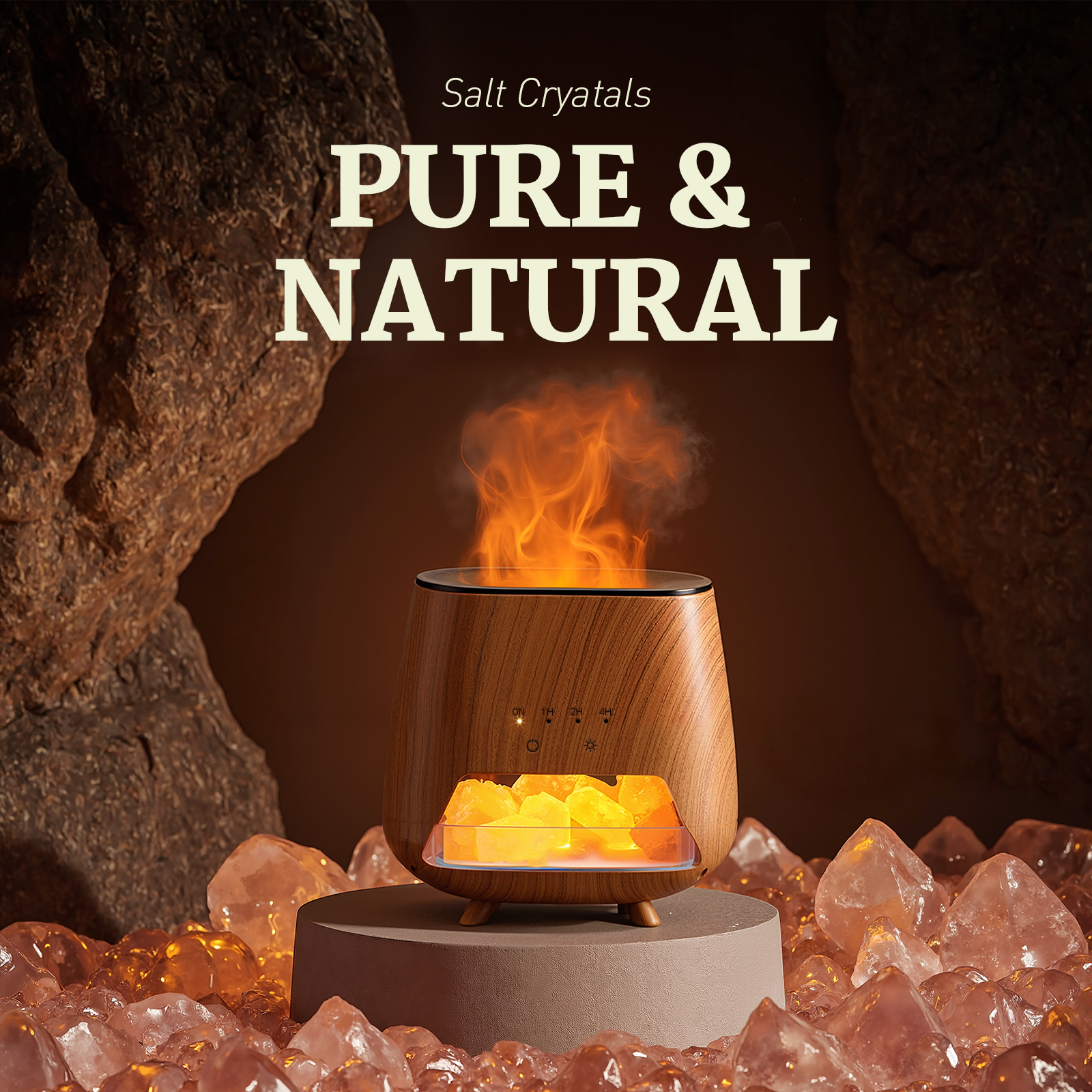 Noahstrong Essential Oil Diffuser with Himalayan Pink Salt, 9-Color LED photo 6
