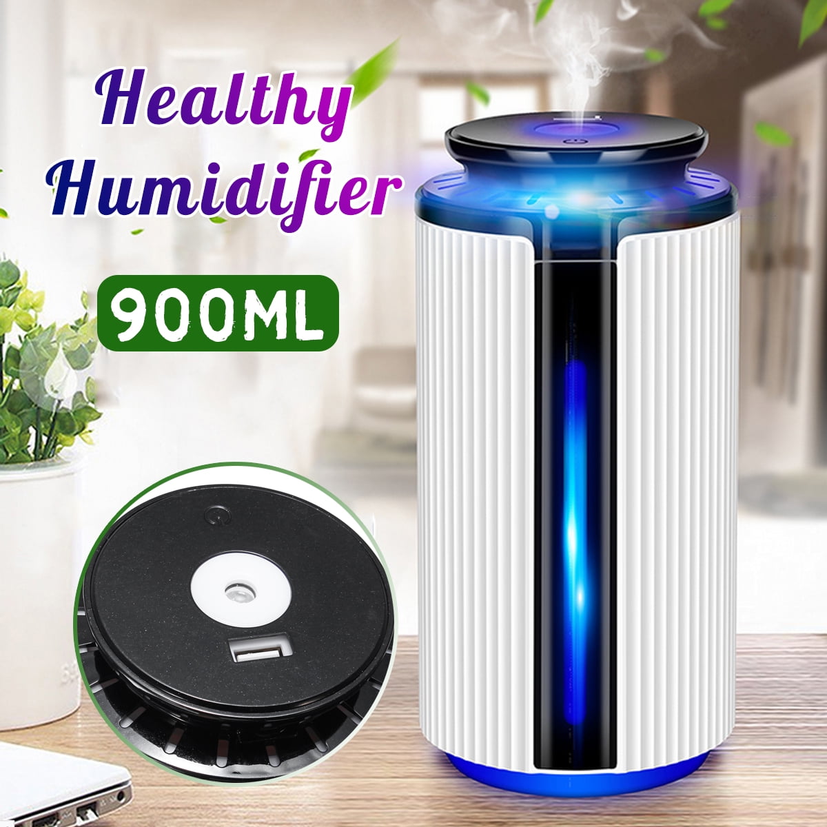 900ML Essential Oil Diffuser Humidifier USB Air Scent LED Light