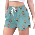 thumbnail image 2 of FORMRS Womens Swim Shorts Mesh Liner Quick Dry Casual Beach Board Bottom with Pockets, Sizes S-2XL, Cartoon Capybaras, 2 of 9