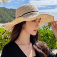 thumbnail image 2 of Wide Brim Hat Straw - Bowknot Sun Protection Beach Hat Fisherman Cap Floppy Hat, 2 of 6