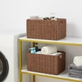 thumbnail image 5 of Wicker Storage Basket, Set of 2 Hand-Woven Paper Rope Wicker Basket, Small Storage Baskets for Organizing Toilet Paper Basket, Foldable Large Cube Storage Organizer Bins for Shelves (Brown), 5 of 14