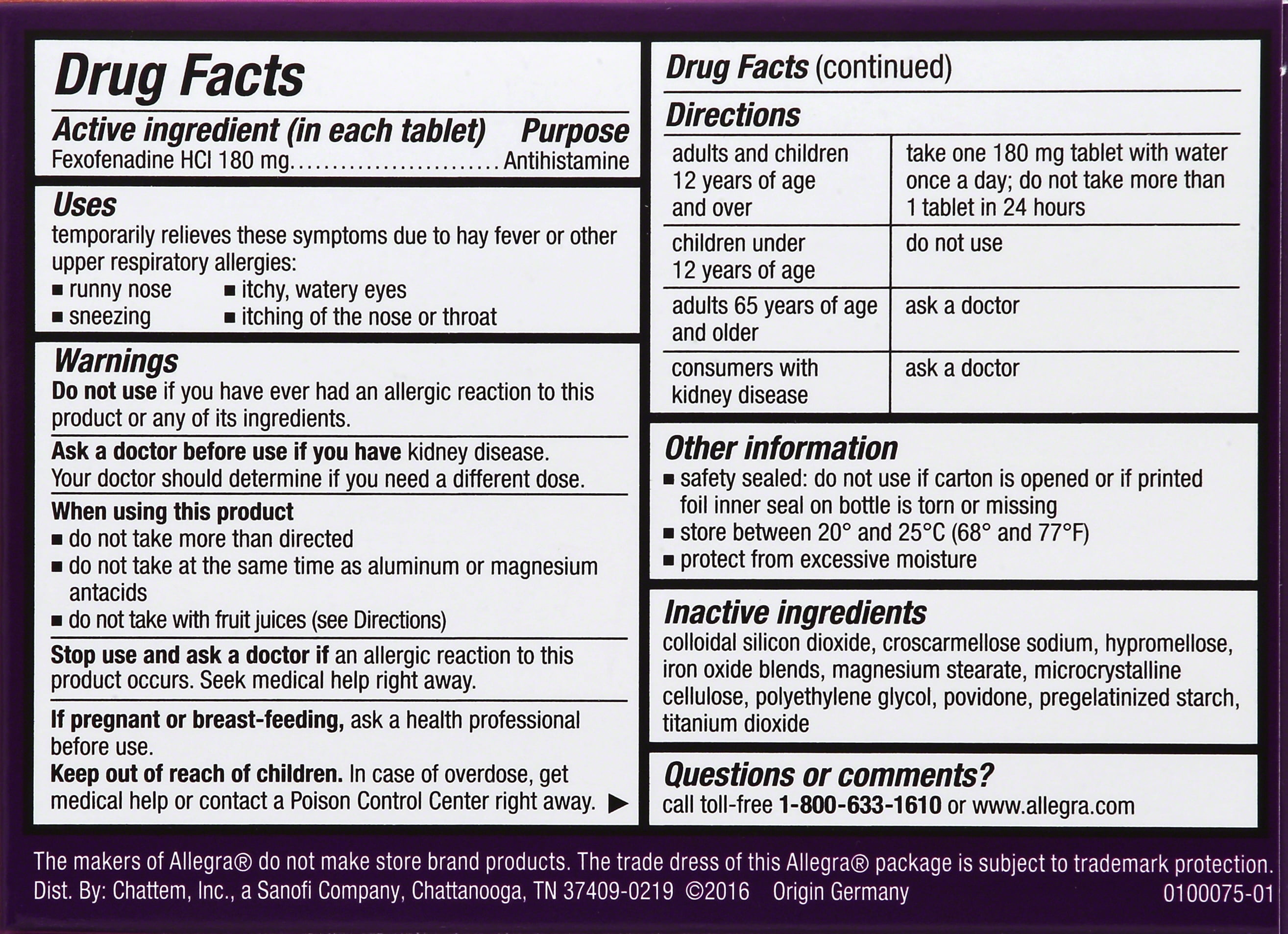 Allegra 24 Hour Non-Drowsy Indoor and Outdoor Allergy Relief Tablets 30ct