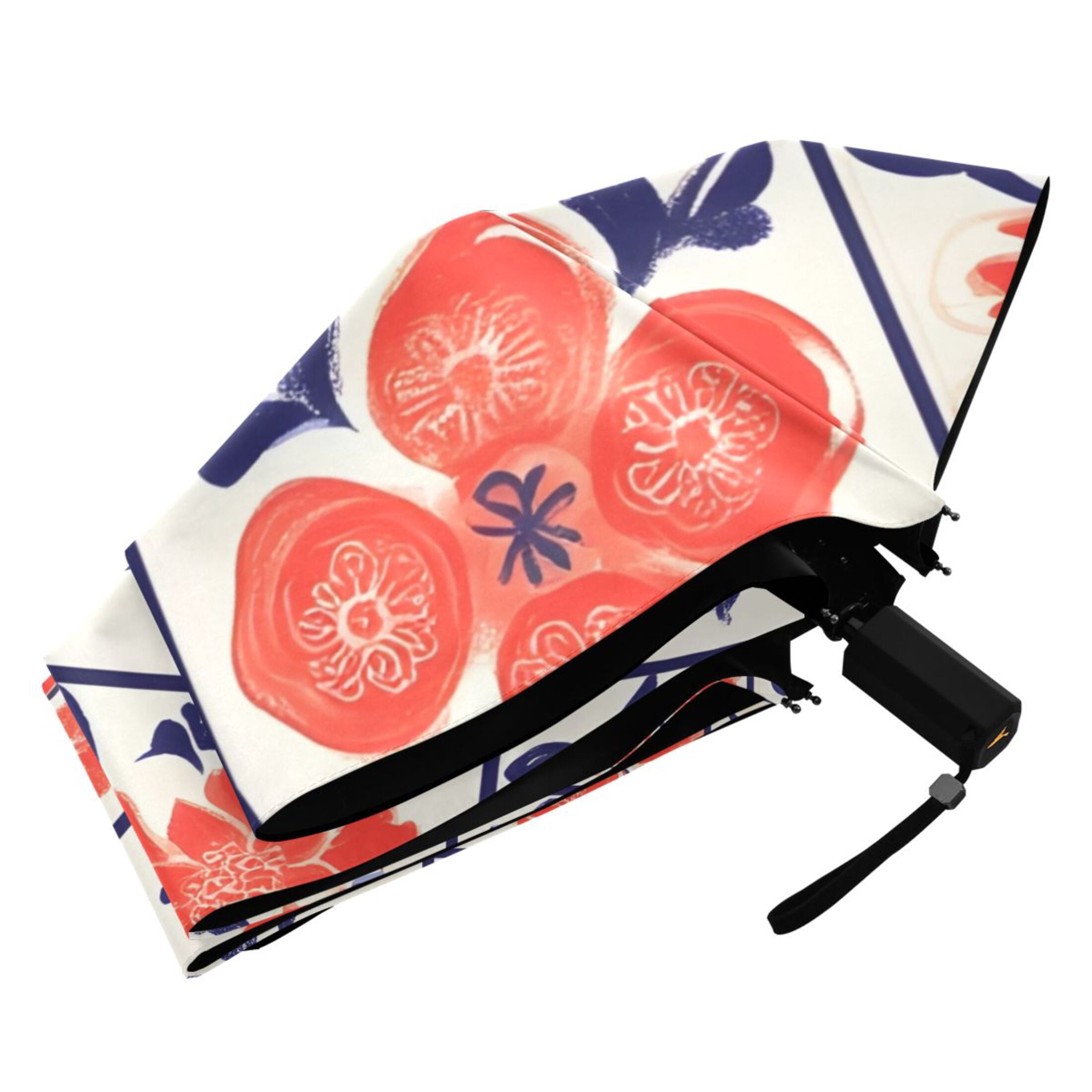 ALAZA Boho Flower in Checkered Grid UPF 50+ Compact Folding Umbrella for Rain Travel Umbrella Packable