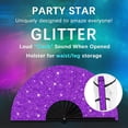 thumbnail image 2 of Cooling Accessories Glitter Folding Fan EDM Festival Convenient Belt Holster Purple glitter fan, 2 of 9