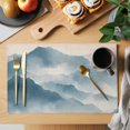 thumbnail image 2 of Mountain Peak Placemats Set of 8 Blue Beige Mist Zen Modern Nature Fantasy Place Mats Indoor Wipeable Table Mats Washable Cloth Dining Table Placemats for Kitchen Holiday Party Home Decor 13x19 Inch, 2 of 9