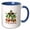 Blue/White, variant on 3drose, Let Is Fiesta. Green, Yellow, Text, Sombrero, Cactus, Pepper. Gift, 11oz Two-tone Red Mug