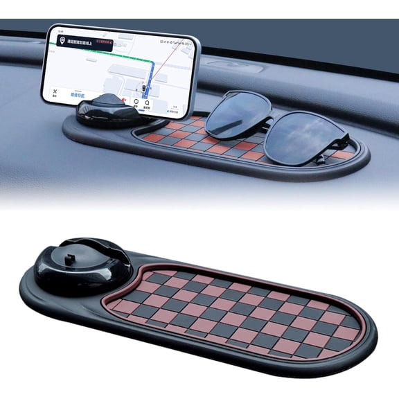Multifunction Car Anti-Slip Mat, Universal Anti-Slip Car Dashboard Mat With 360° Rotating Phone Holder, Dash Storage Pad For Key Gadget, Universal Fit